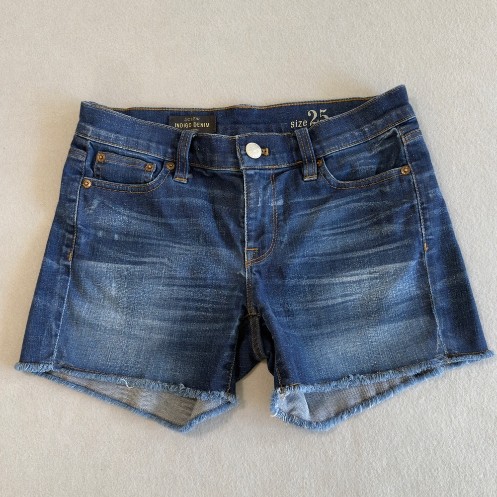 J.Crew Indigo Denim Cutoff Shorts with Frayed Hem Size 25